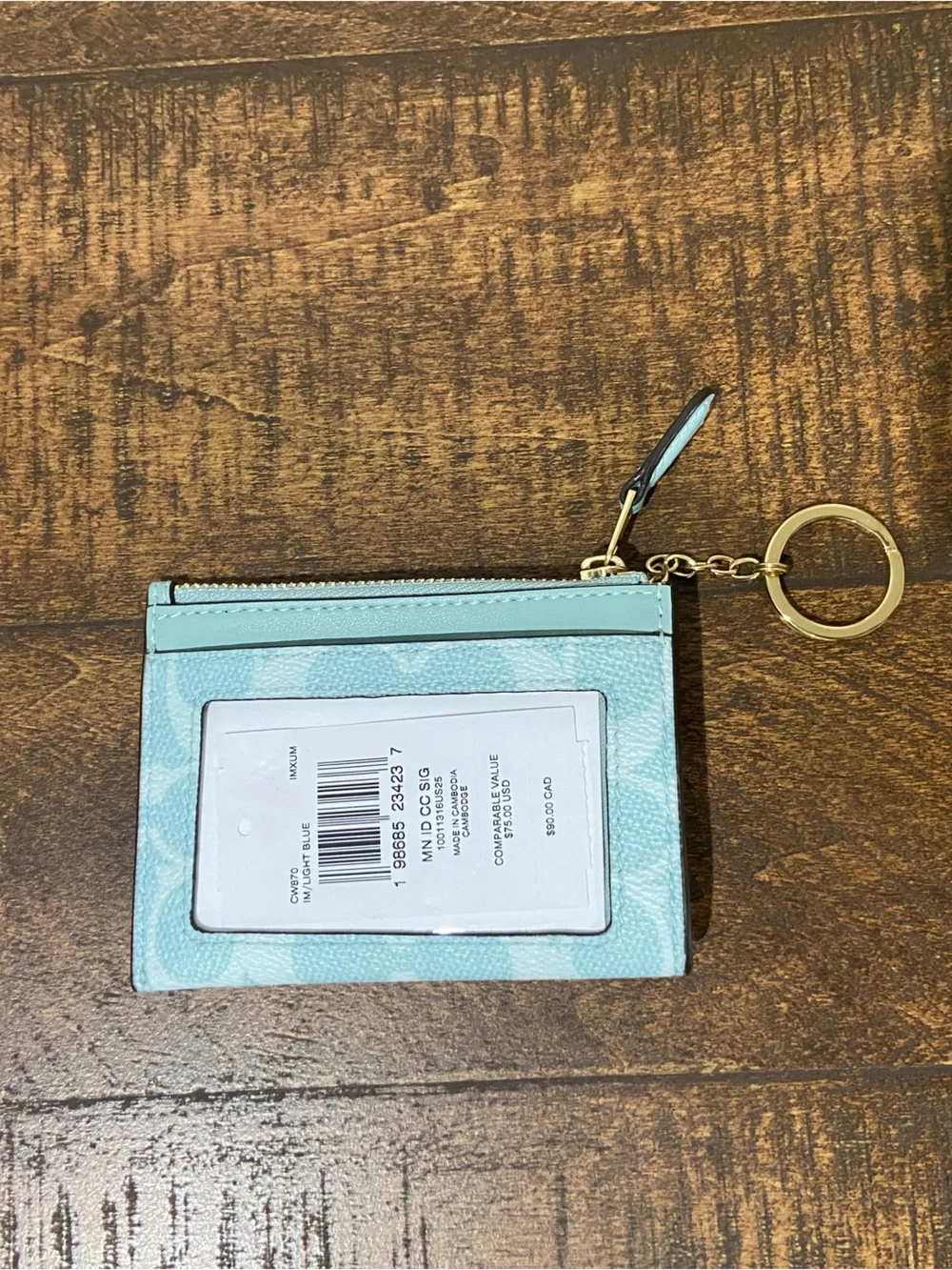 Coach Mini Skinny ID Wallet Light Blue in Signsture Canvas